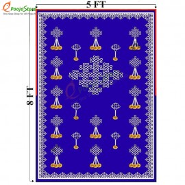 Blue Colour Wall Drop With Kolam Design / Backdrop For all Festivals / Puja Decoration / Indian Tradtional Wall Drop 