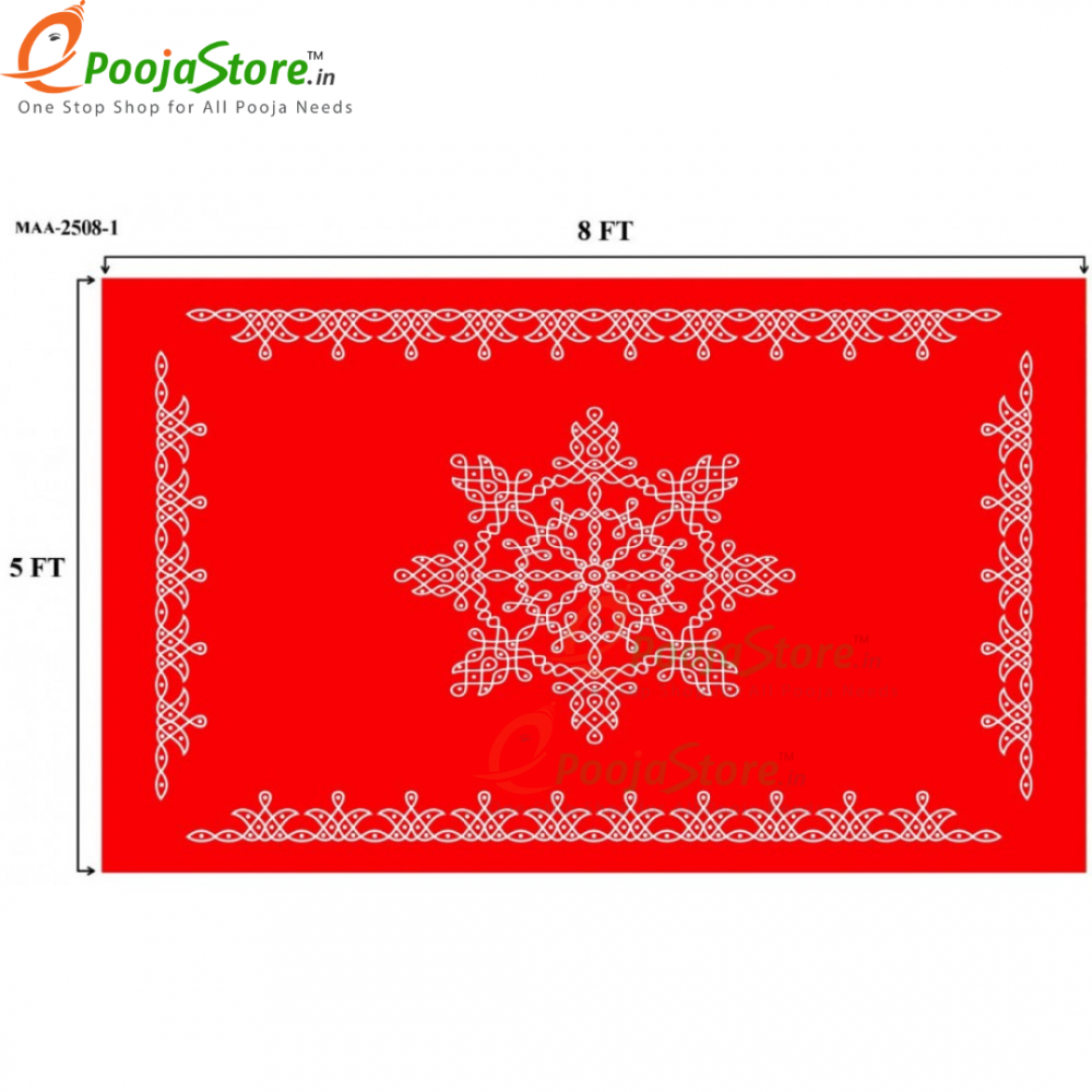 Red Colour Kolam/ Muggu  Design Backdrop/ Backdrop For Functions, Festivals and Pooja Decoration