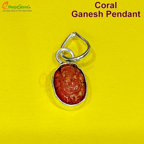 Coral Ganesha Locket (Pendant)