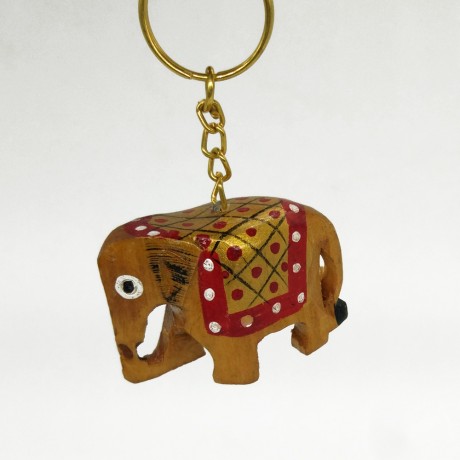 Wooden Elephant Key Chain